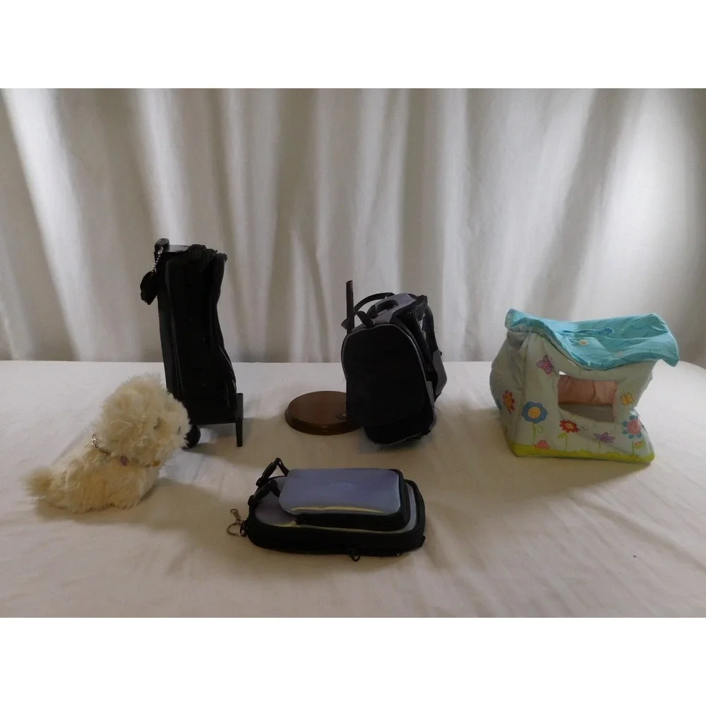 American Girl Doll Sized Luggage Lavender Rolled Suitcase + Backpack + Coconut D
